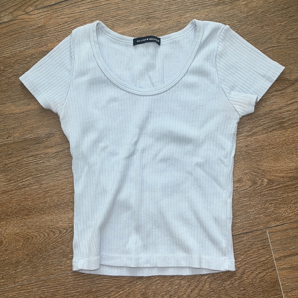Brandy Melville light blue ribbed tee